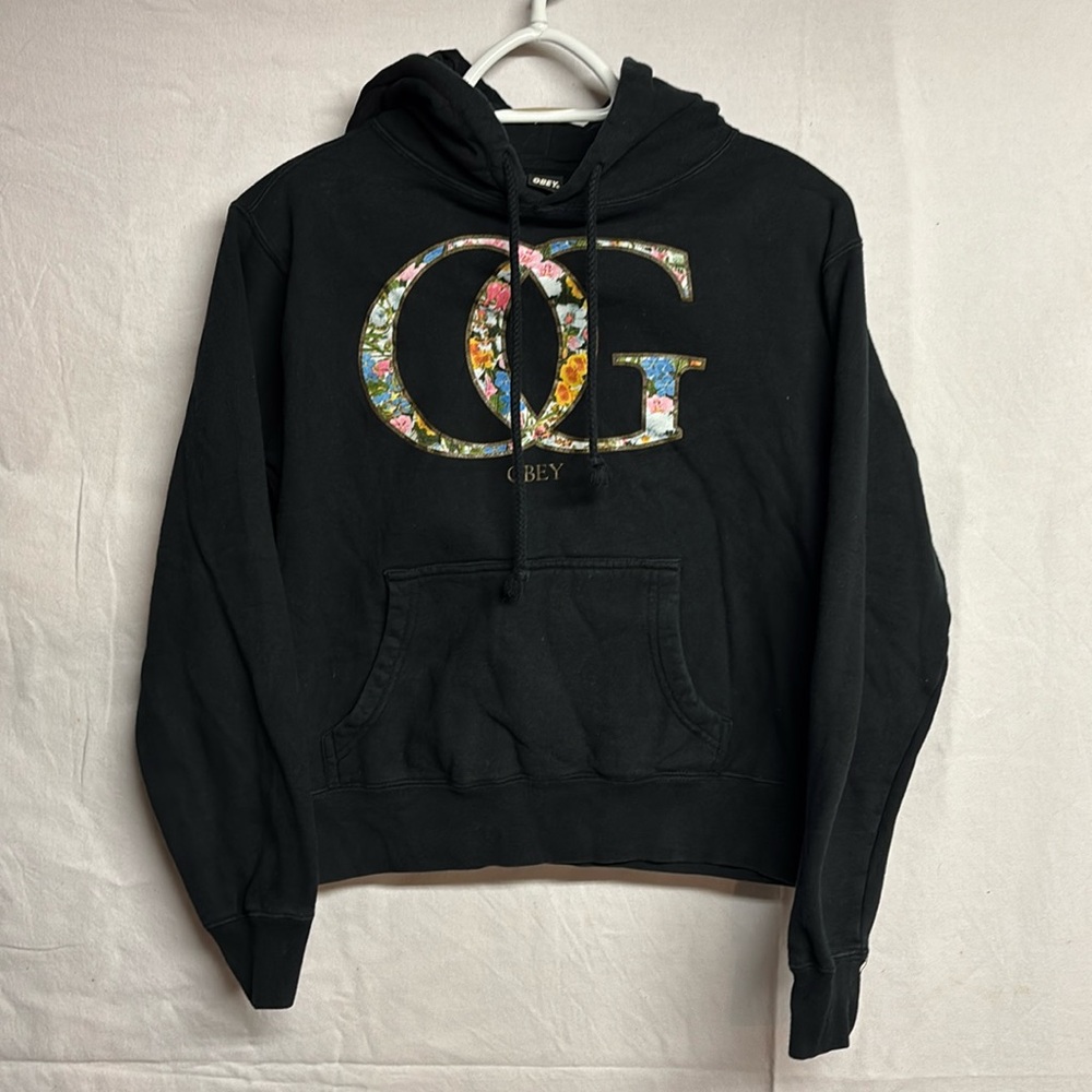 Obey Women’s Black OG Floral Hoodie Size Small